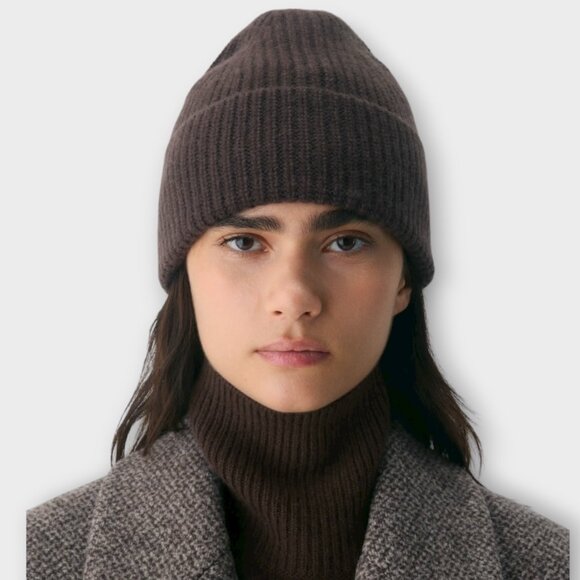 Aritzia Accessories - Aritzia Babaton Cashmere Ribbed Beanie Brown